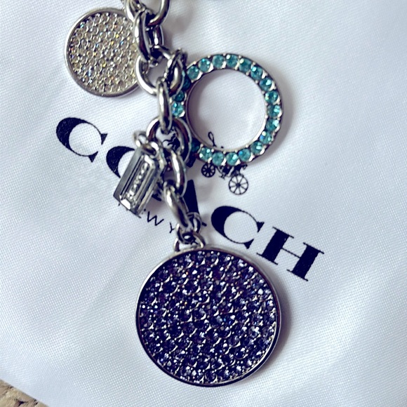 Coach Key Fob Purse Charm Silver with Crystals - Picture 2 of 3